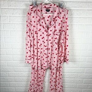 kate spade Pink and Red Cherry Print Pajama Set